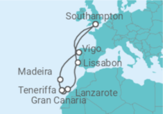 Reiseroute der Kreuzfahrt  Kanaren Alles Inklusive - MSC Cruises