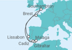 Reiseroute der Kreuzfahrt  Portugal, Gibraltar, Spanien Alles Inklusive - MSC Cruises