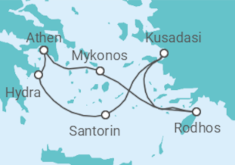 Reiseroute der Kreuzfahrt  Griechenland, Türkei - mit Flug - Celebrity Cruises