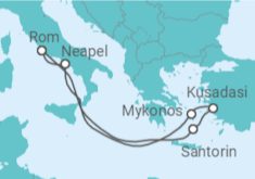 Reiseroute der Kreuzfahrt  Griechenland, Türkei, Italien - Royal Caribbean