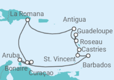 Reiseroute der Kreuzfahrt  Karibische Inseln ab Dominikanische Republik - mit Flug - AIDA