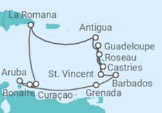 Reiseroute der Kreuzfahrt  Karibische Insel-Rundreise ab Barbados - mit Flug - AIDA