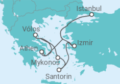 Reiseroute der Kreuzfahrt  Kulturroute des Ostmittelmeeres Alles Inklusive - Costa Kreuzfahrten