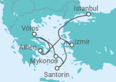 Reiseroute der Kreuzfahrt  Türkei, Griechenland - Costa Kreuzfahrten