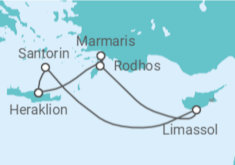 Reiseroute der Kreuzfahrt  7 Nächte - Östliches Mittelmeer mit Rhodos - ab/bis Heraklion - Mein Schiff