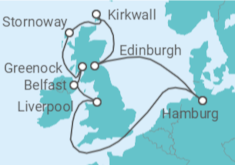 Reiseroute der Kreuzfahrt  Vereinigtes Königreich Alles Inklusive - MSC Cruises