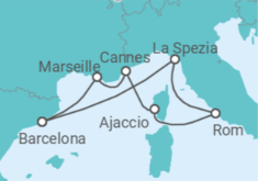Reiseroute der Kreuzfahrt  Italien, Frankreich - Virgin Voyages