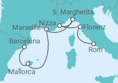 Reiseroute der Kreuzfahrt  Italien, Frankreich, Spanien - Royal Caribbean