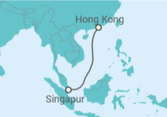 Reiseroute der Kreuzfahrt  China - Cunard