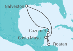 Reiseroute der Kreuzfahrt  Mexiko, Honduras - Royal Caribbean