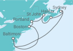 Reiseroute der Kreuzfahrt  USA, Kanada - Royal Caribbean