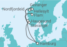 Reiseroute der Kreuzfahrt  Norwegens Schätze - Costa Kreuzfahrten