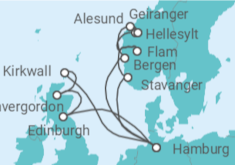 Reiseroute der Kreuzfahrt  Vereinigtes Königreich, Deutschland, Norwegen Alles Inklusive - Costa Kreuzfahrten