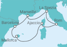 Reiseroute der Kreuzfahrt  9 Nächte - Höhepunkte des Westlichen Mittelmeers - ab/bis Palma - Mein Schiff