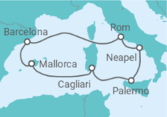 Reiseroute der Kreuzfahrt  9 Nächte - Italiens Sonnenseiten - ab/bis Palma - Mein Schiff