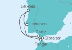Reiseroute der Kreuzfahrt  7 Nächte - Sommerzeit an der Westküste mit Marokko - ab/bis Leixões (Porto) - Mein Schiff