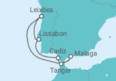 Reiseroute der Kreuzfahrt  7 Nächte - Sommerzeit an der Westküste mit Marokko - ab/bis Leixões (Porto) - mit Flug - Mein Schiff