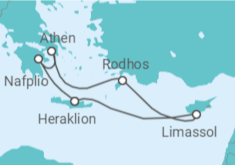 Reiseroute der Kreuzfahrt  7 Nächte - Zauberhafte Inseln - ab/bis Heraklion - mit Flug - Mein Schiff