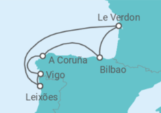 Reiseroute der Kreuzfahrt  7 Nächte - Sommerzeit an der Westküste - ab/bis Leixões (Porto) - Mein Schiff