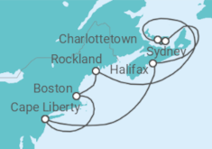 Reiseroute der Kreuzfahrt  11 Nächte - Neuengland und Kanada - ab/bis Bayonne - Mein Schiff