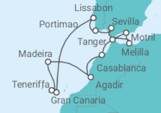 Reiseroute der Kreuzfahrt  Kanaren - NCL Norwegian Cruise Line