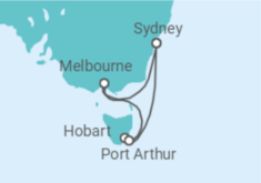 Reiseroute der Kreuzfahrt  Tasmania - Princess Cruises