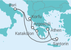 Reiseroute der Kreuzfahrt  Griechenland - MSC Cruises