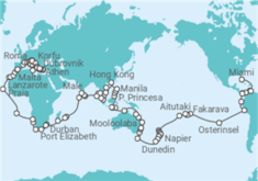 Reiseroute der Kreuzfahrt  175-NIGHT AZAMARA WORLD CRUISE - Azamara