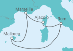Reiseroute der Kreuzfahrt  7 Nächte - Willkommensreise mit Korsika - ab/bis Palma - mit Flug - Mein Schiff