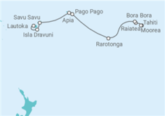 Reiseroute der Kreuzfahrt  Von Papeete (Tahiti) nach Lautoka (Fidschi)  - NCL Norwegian Cruise Line