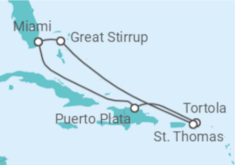 Reiseroute der Kreuzfahrt  Britische Jungferninseln, Amerikanische Jungferninseln - NCL Norwegian Cruise Line