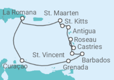 Reiseroute der Kreuzfahrt  Karibische Inseln ab Dominikanische Republik 1 - mit Flug - AIDA