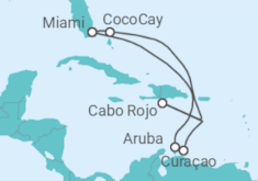 Reiseroute der Kreuzfahrt  Aruba, Curaçao - Royal Caribbean