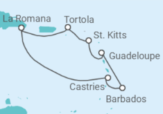 Reiseroute der Kreuzfahrt  St. Lucia, Barbados, Guadeloupe, St. Kitts Und Nevis, Britische Jungferninseln Alles Inklusive - Costa Kreuzfahrten