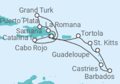 Reiseroute der Kreuzfahrt  St. Kitts Und Nevis, Britische Jungferninseln, Dominikanische Republik, Bahamas, St. Lucia, Barba... - Costa Kreuzfahrten