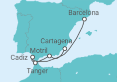 Reiseroute der Kreuzfahrt  A Journey through Iberian Soul & Moorish Echoes - Explora Journeys