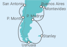 Reiseroute der Kreuzfahrt  Chile, Argentinien, Uruguay - NCL Norwegian Cruise Line