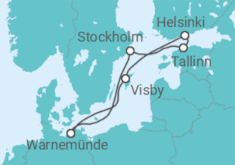 Reiseroute der Kreuzfahrt  Ostsee ab Warnemünde - AIDA