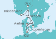 Reiseroute der Kreuzfahrt  Skandinavische Highlights ab Kiel - AIDA