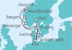 Reiseroute der Kreuzfahrt  Große Skandinavien-Reise ab Kiel - mit Flug - AIDA