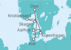 Reiseroute der Kreuzfahrt  Skandinavische Highlights ab Kiel - mit Flug - AIDA