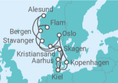 Reiseroute der Kreuzfahrt  Große Skandinavien-Reise ab Kiel - AIDA