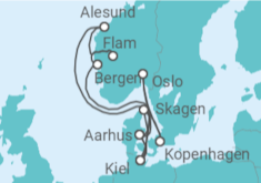 Reiseroute der Kreuzfahrt  Große Skandinavien-Reise ab Kiel - AIDA
