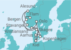 Reiseroute der Kreuzfahrt  Große Skandinavien-Reise ab Kiel 1 - AIDA