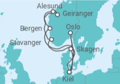 Reiseroute der Kreuzfahrt  Norwegen & Dänemark ab Kiel 2 - AIDA