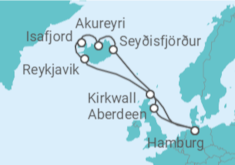 Reiseroute der Kreuzfahrt  Island-Rundreise ab Hamburg - AIDA