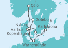Reiseroute der Kreuzfahrt  Schweden & Dänemark ab Warnemünde 2 - AIDA