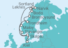 Reiseroute der Kreuzfahrt  Norwegen mit Lofoten - AIDA