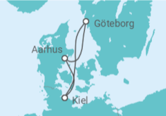 Reiseroute der Kreuzfahrt  Schweden, Dänemark - AIDA
