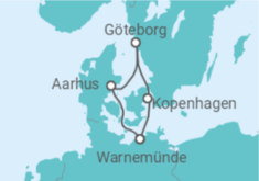 Reiseroute der Kreuzfahrt  Kurzreise nach Schweden & Dänemark ab Warnemünde - mit Flug - AIDA